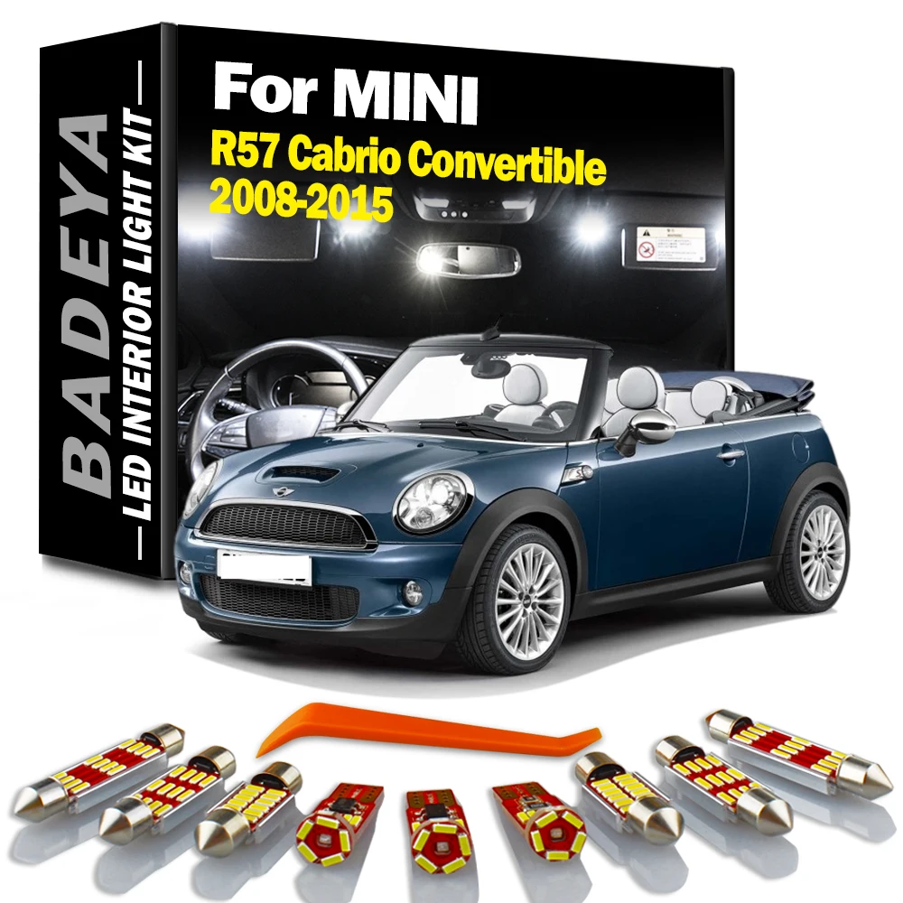 10Pcs Led Interior Reading Map Light Foot Door Light Kit Per Mini R57 Cabrio Convertible 2008- 2012 2013 2014 2015 Accessori