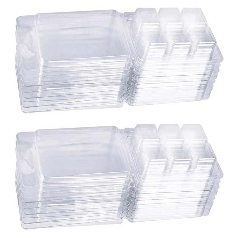 

200 Packs Wax Melt Clamshells Molds, Clear Empty Plastic Square Tray For Wax Tarts Candles