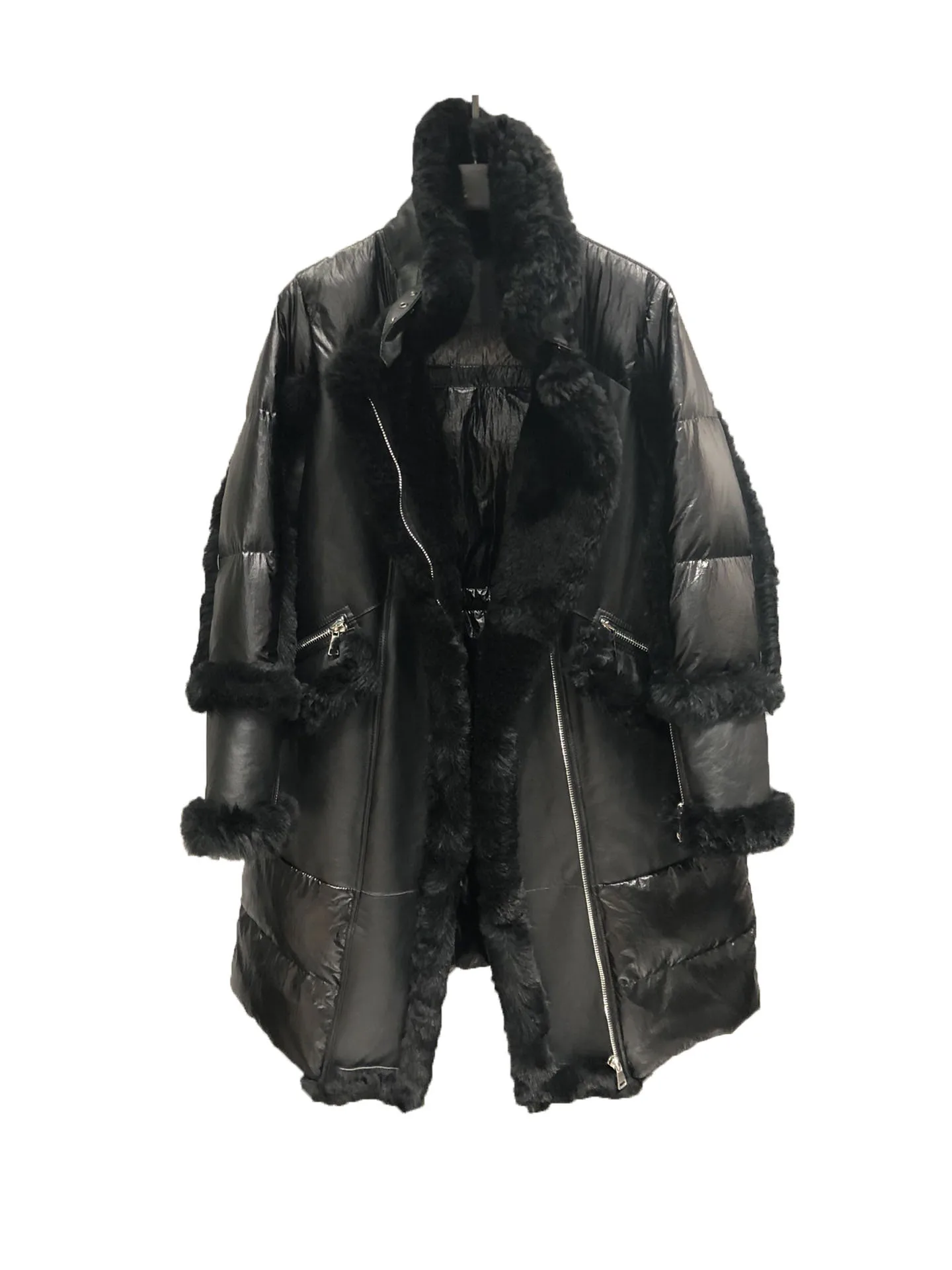 

Long sheepskin fur one coat drawstring waist design loose version of casual fashion 2024 fall new 1031