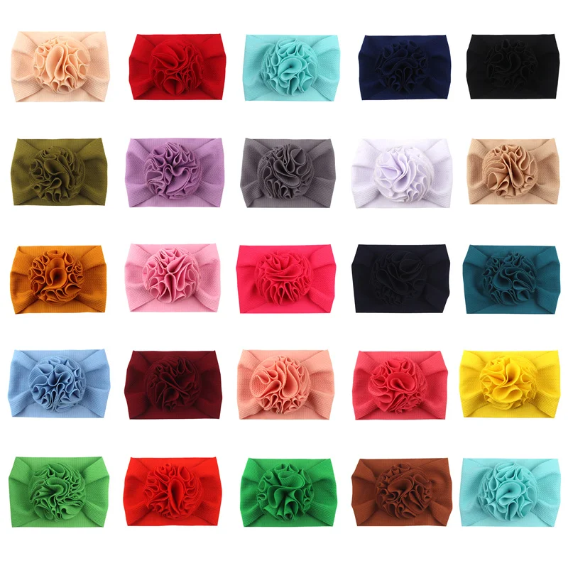 10pcs/lot Lovely Flower Baby Headband Trendy Elastic Headwrap Baby Girls Hair Band Turban Solid Headwear DIY Hair Accessories 10pcs lot lovely vintage blank translucent vellum envelopes diy multifunction gift 175 125mm