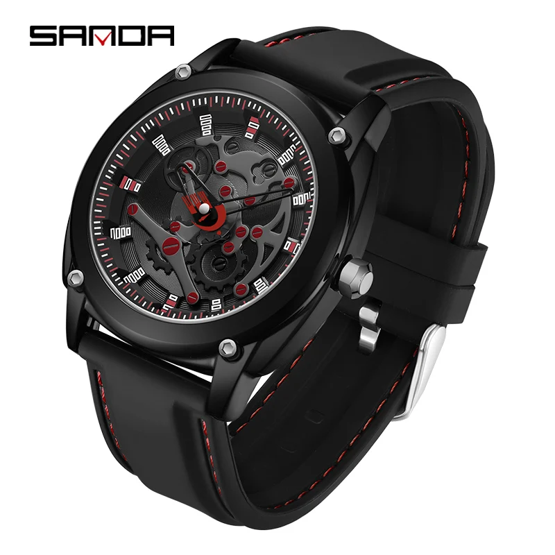 

Fashion SANDA 3235 Top Brand New Design Reloj For Men Soft Silicone Strap 50m Watertight Japanese Quartz Movement Wrist Watch