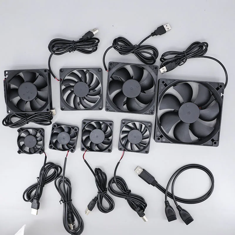 2 in 1 USB 케이블 듀얼 40mm 50mm 60mm 80mm 90mm 120mm DC 5V 전원 공급 USB 터보 블로워 팬 케이블 (AV 리시버 DVR 냉각용)