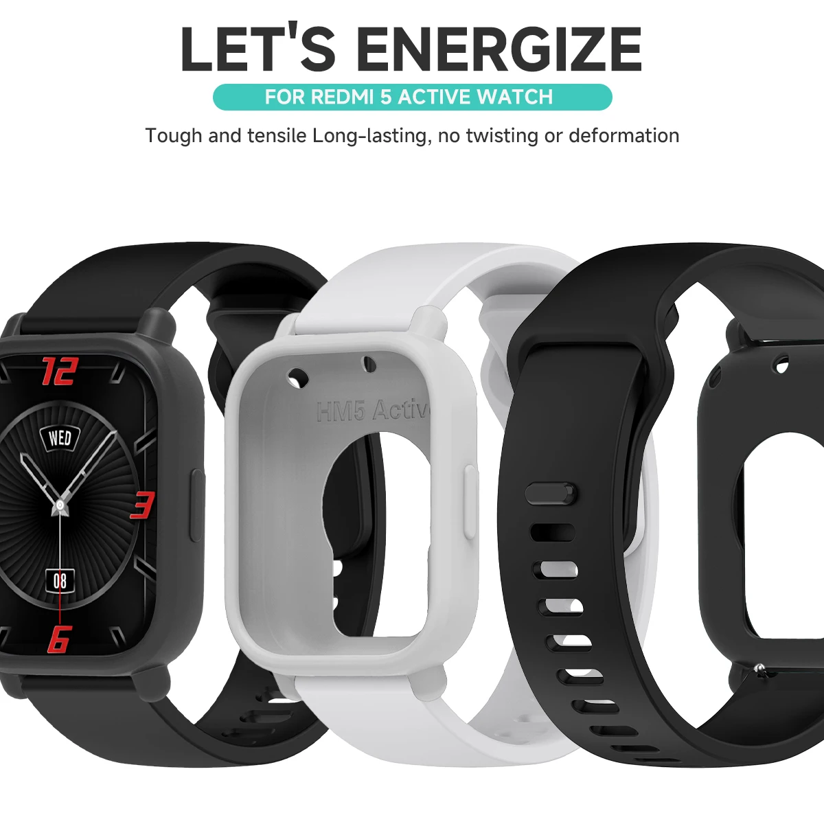 Silicone Strap and Protective Bumper for Smartwatch - Replacement Bracelet Belt
