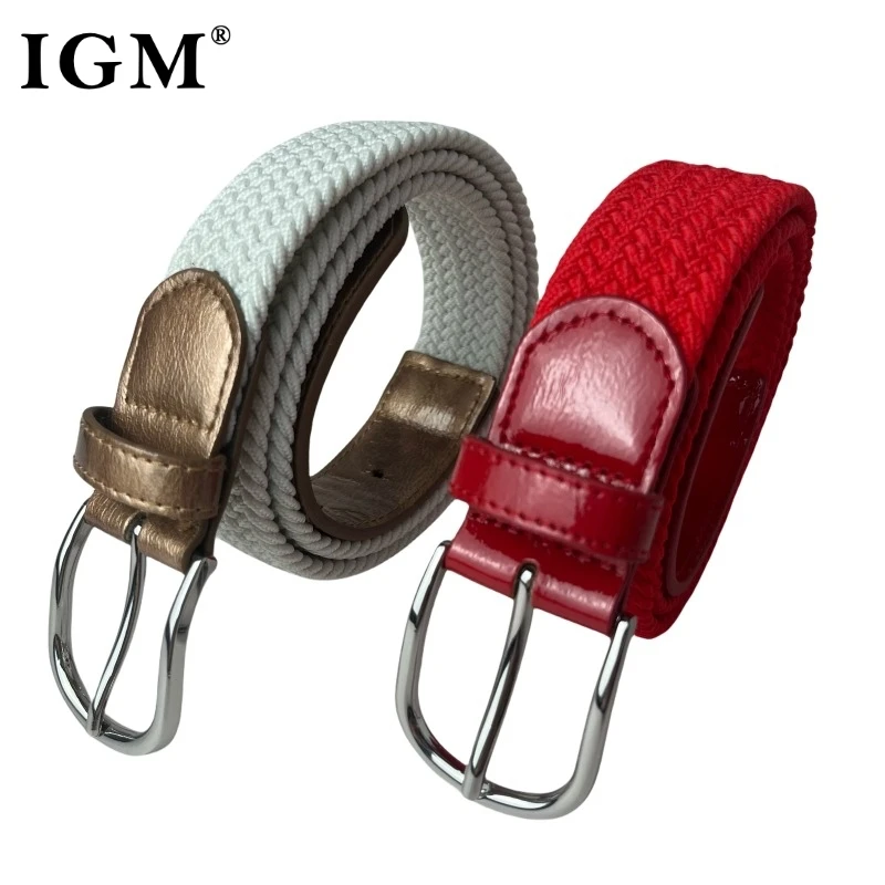Women Belt Braided Stretchy Canvas Belt for Ladies Woven Elastic Fashion Belt with Christmas Festival Color for Boys and Girls
