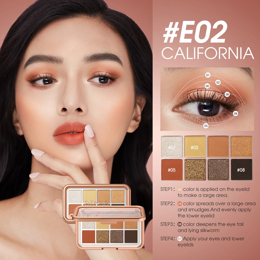 O.TWO.O Eyeshadow Palette 8/9 Colors Shimmer Matte Eye Pigments Cosmetics