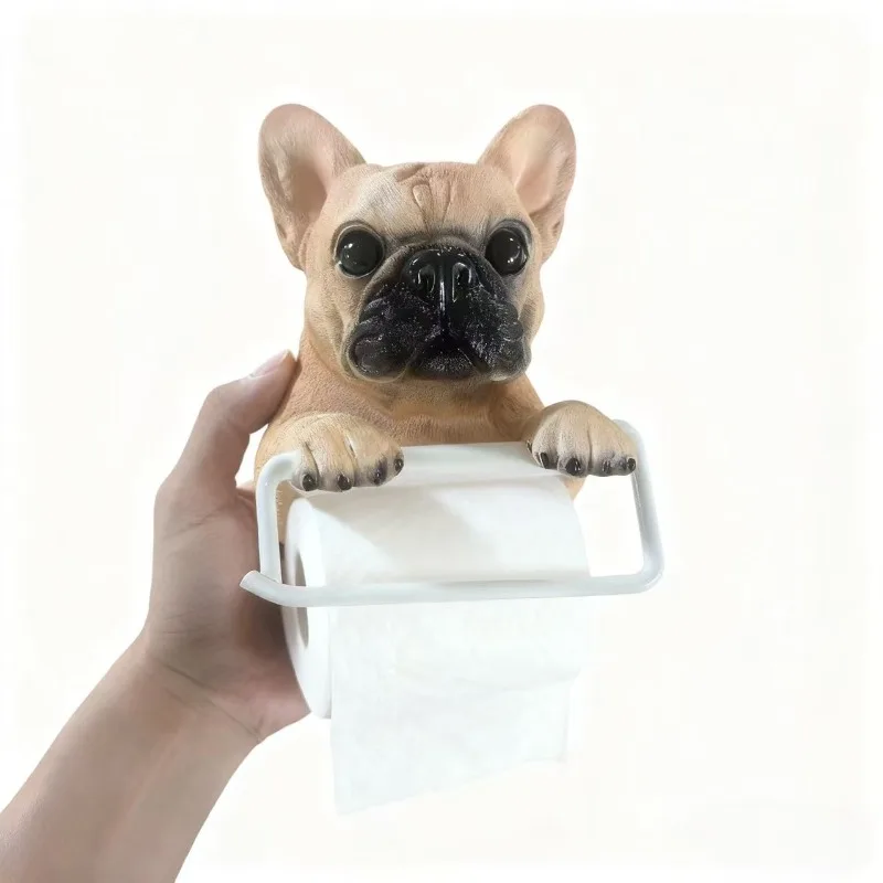 Novelty Dog Tissue Holder - Resin Sculpture with Functional  Paper  Roll  Dispenser ,  Cute  Animal  Theme  Bathroom