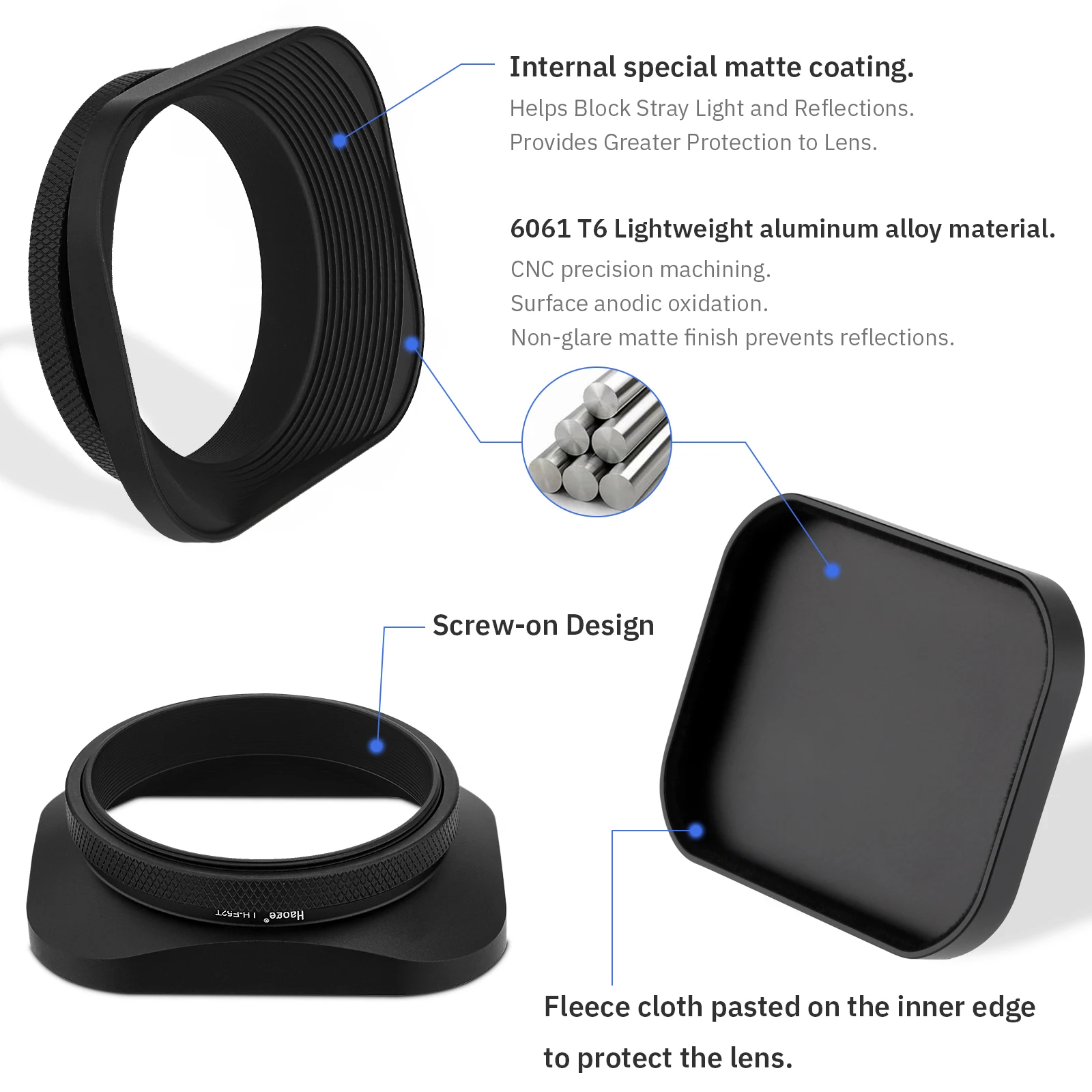 Haoge 52mm Screw Metal Square Lens Hood for Nikon NIKKOR Z 40mm f