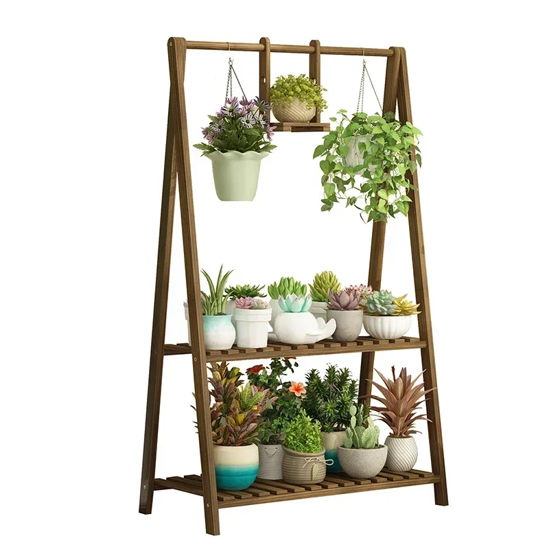 Wooden Flowers Plant Stand Indoor Patio Window Nordic Plant Stand Bedroom Adjustable Estanterias Para Plantas Balcony Furniture
