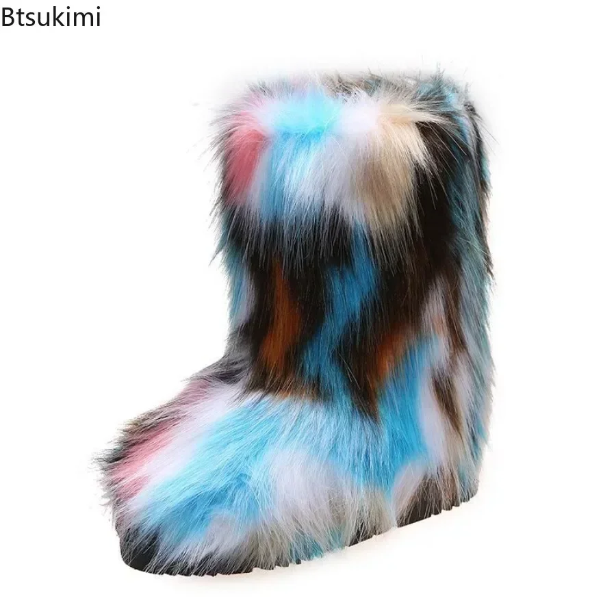 New 2024 Women's Fur Design Snow Boots Winter Leather Fur Integrated Warm Short Boots Female Outdoor Flat Heel Shoes Women Boots