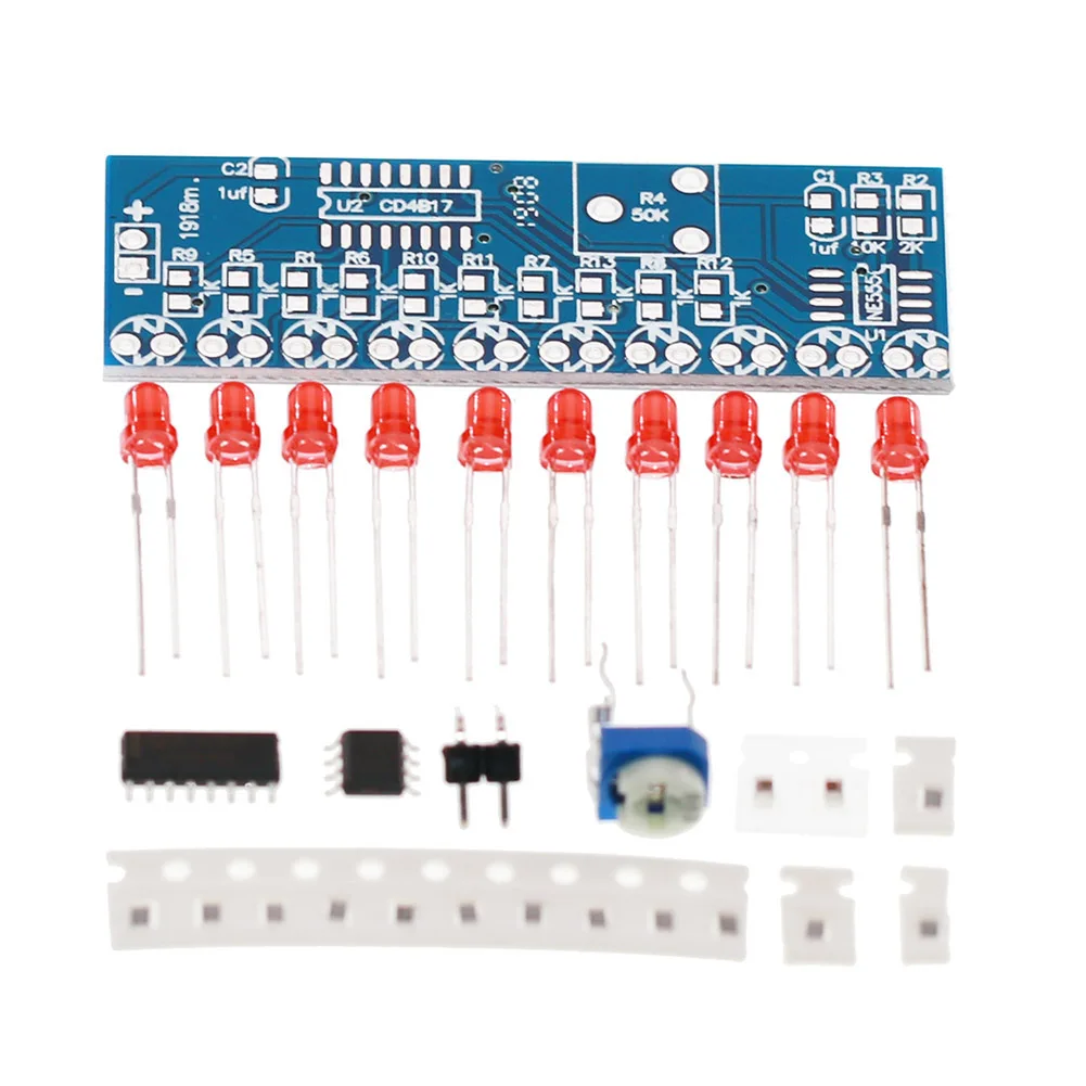 DIY LED Flashing Light Kit SMD Soldering Practice Suite NE555 CD4017 LED Flashing Light DIY Kit LED Water Flowing Effect