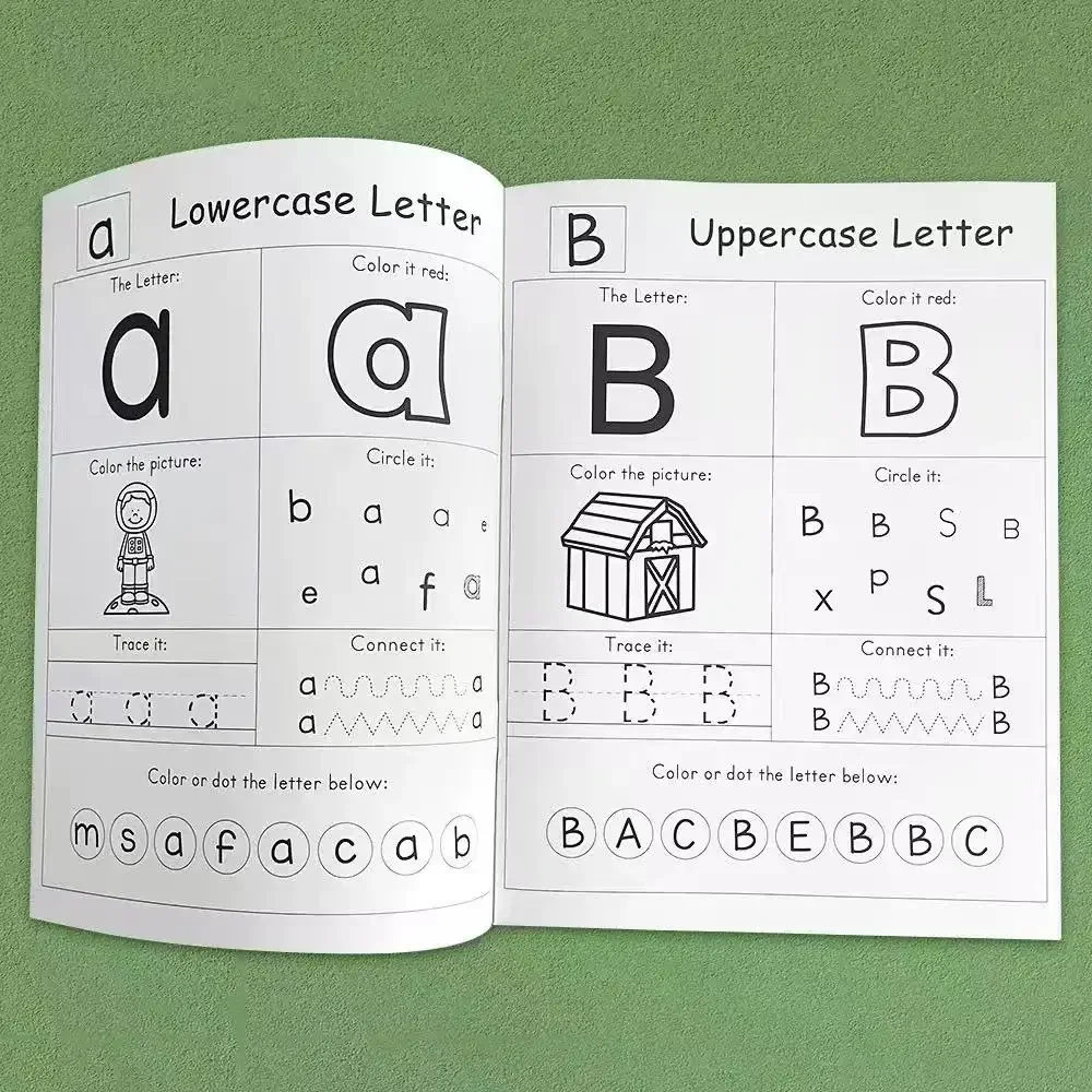 26 Letters A-Z Alphabet Phonics Words Practice Workbook Preschool Learning English Language Kindergarten Writing Coloring Book 2