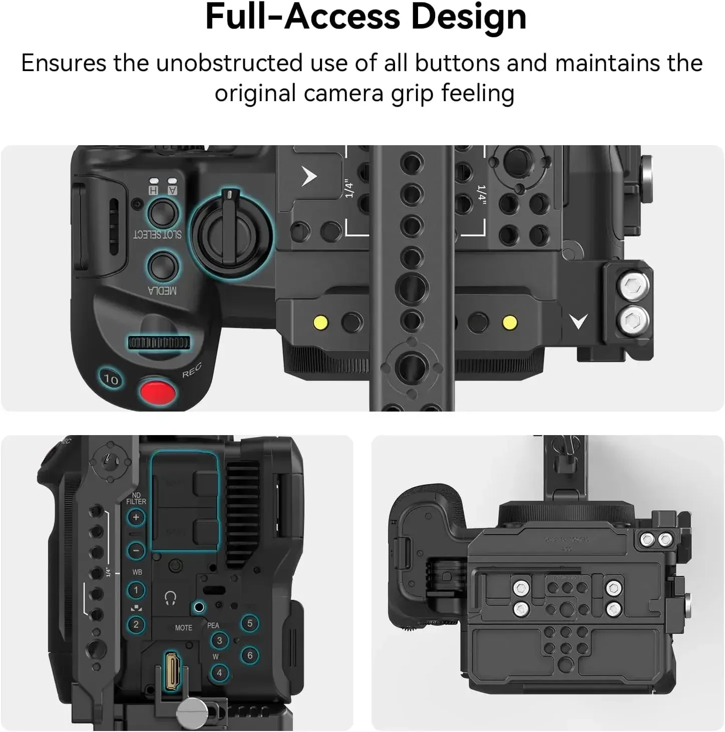 2026 스몰리그 카메라 케이지 핸드헬드 키트 (캐논 EOS C70용, NATO 탑 핸들 및 위치 지정 구멍 포함)