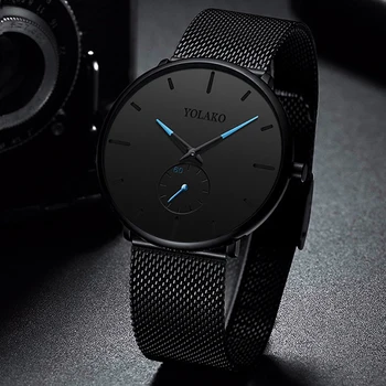 2022 Mens Fashion Minimalist Watches Men Business Casual Quartz Watch Simple Male Stainless Steel Mesh Band Clock reloj hombre 1