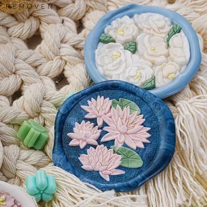 Diy Relief Fire Paint Seal Many Series Plants Flower Mushroom Hand Ledger Decoration Envelope Invitation Seal Gif