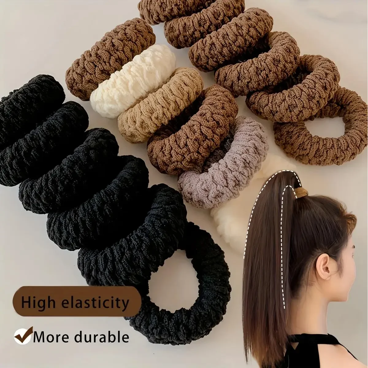 Premium High Elasticity Hair Scrunchies - Seamless, Durable Ponytail Holders in Vibrant Assorted Colors