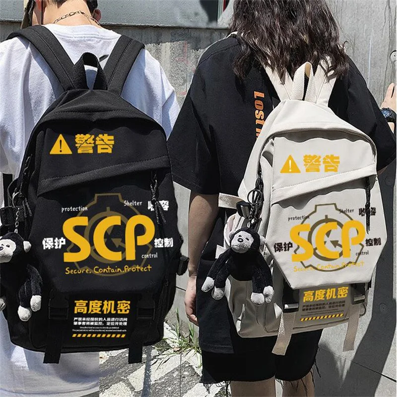 

SCP Foundation Logo Print Backpack Mochila Teenarges Schoolbag Men Women Causal Laptop Outdoor Shoulder Bags With Toy