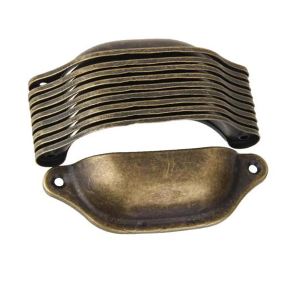10 PCS Vintage Metal Kitchen Drawer Cabinet Door Handles Furniture Knobs Hardware Cabinets Antique Brass Shell Pulls