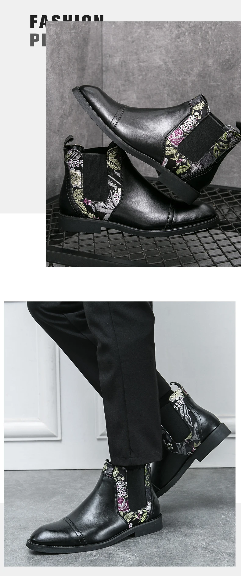Marke bestickte Herren Chelsea Stiefel Arbeitsschuhe Western Cowboy Stiefeletten Herren Schuhe für formelle Kleidung Hochzeit Business Party – Detail 10