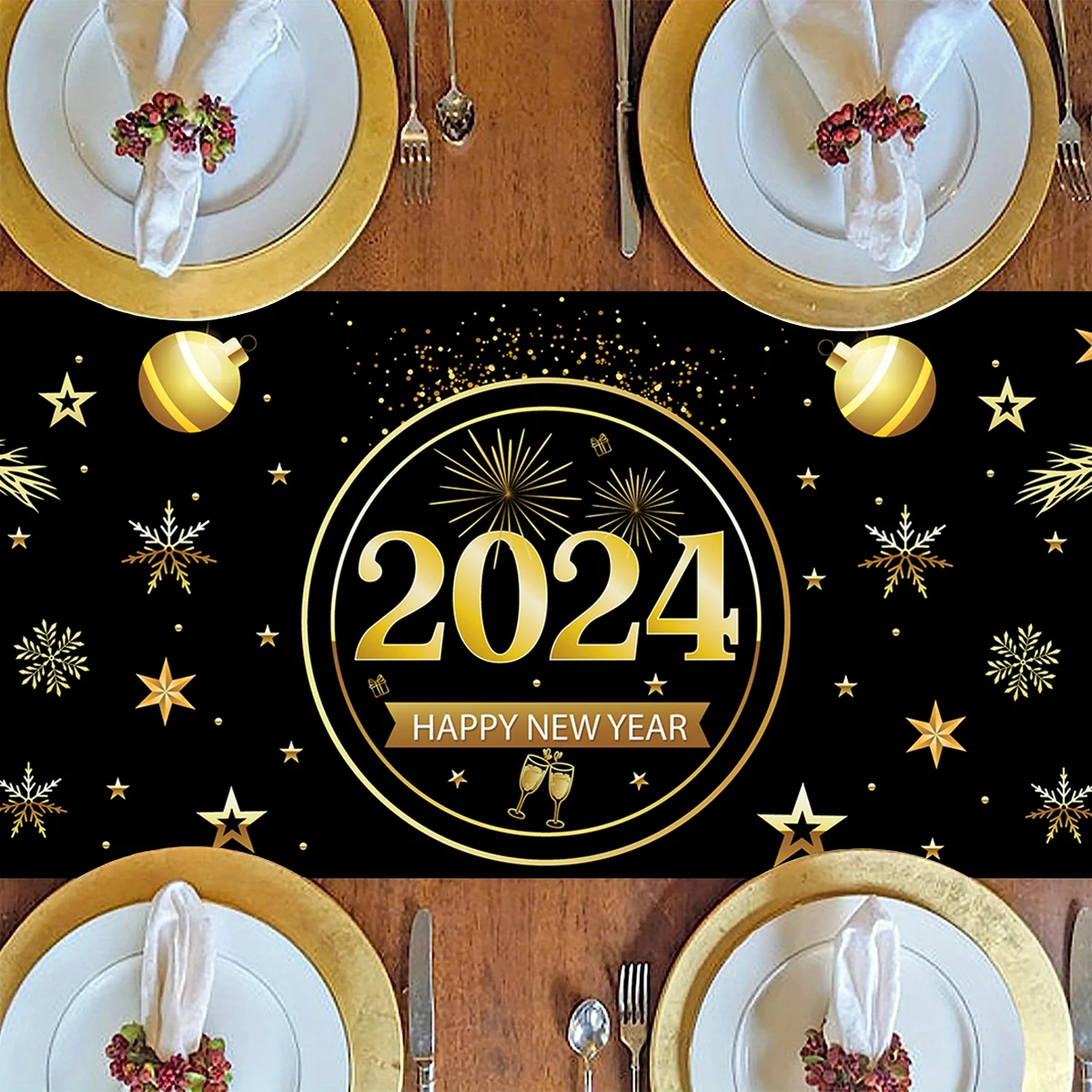 Toile De Fond De Bonne Année 2026 2.2x1.5m, Feux D'artifice