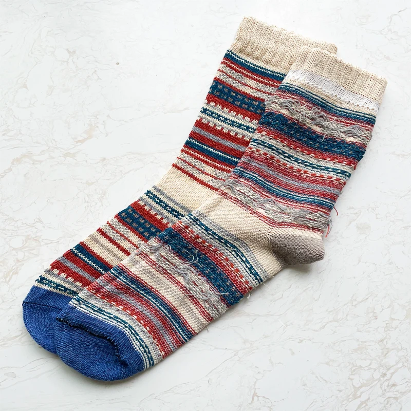 1HSS Brand Fashion Winter Mens Warm Thick Wool Sokken Mixture Striped Thicken Casual Dress Socks for Male US size(7.5-12)_voghion.com