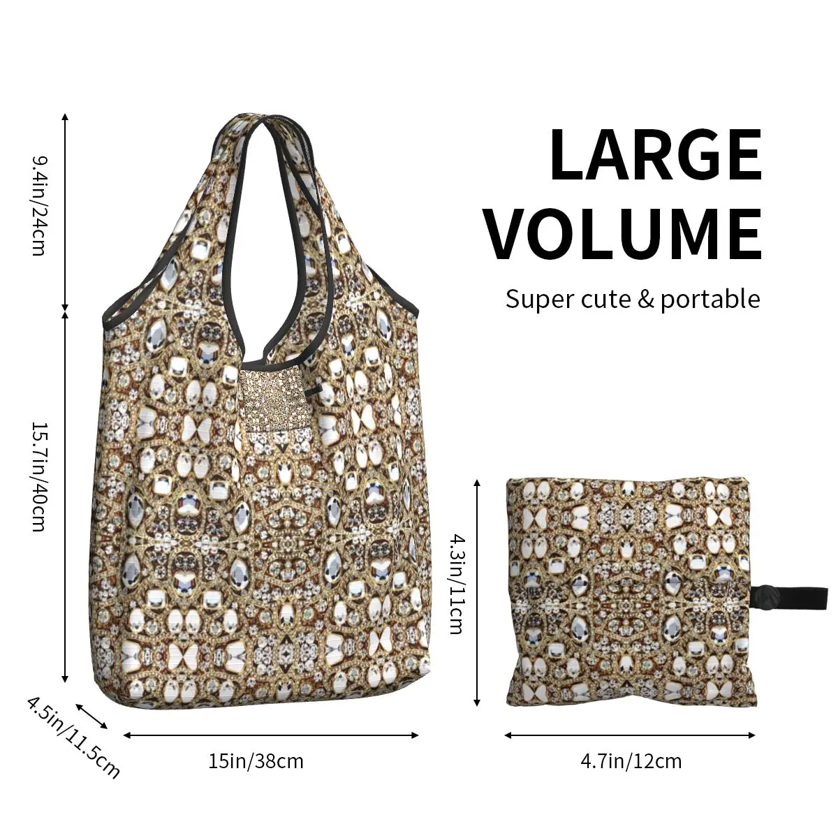 Fashion Jewelry Gemstone Silver Crystal Shopping Tote Bags Portable Glitter Rhinestones Diamonds Groceries Shopper Shoulder Bag