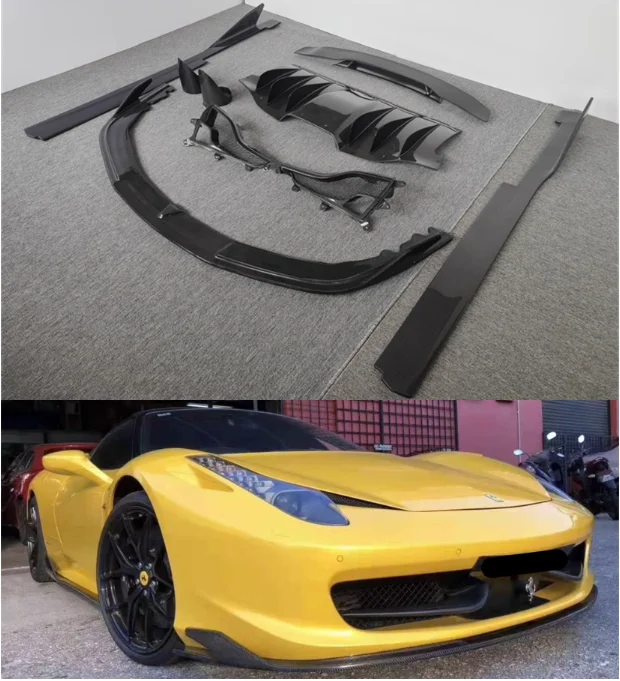 Per Ferrari 458 Spider 2011-2014 Vera Fibra Di Carbonio Paraurti Labbro Anteriore Posteriore Tronco Diffusore Spoiler Lampada Cap Gonna Laterale V Bod
