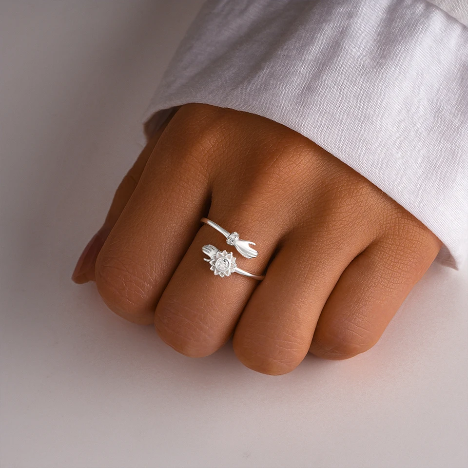 CANNER 925 Sterling Silver Devil's Eye Star Moon Rotating Ring Fun