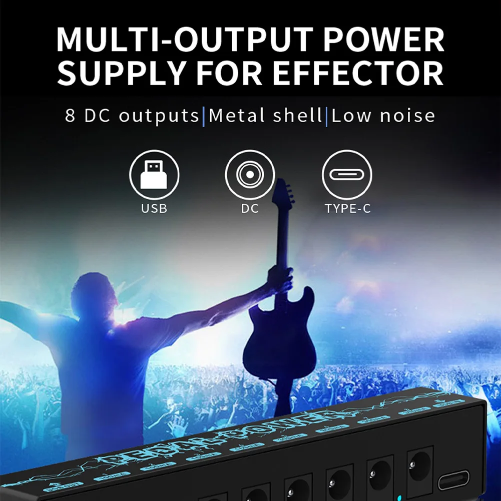 Guitar Pedal Power Supply 8 Isolated DC Output 9V 300mA/100mA Pedalboard Short Circuit Overcurrent Protection guitar pedal power supply