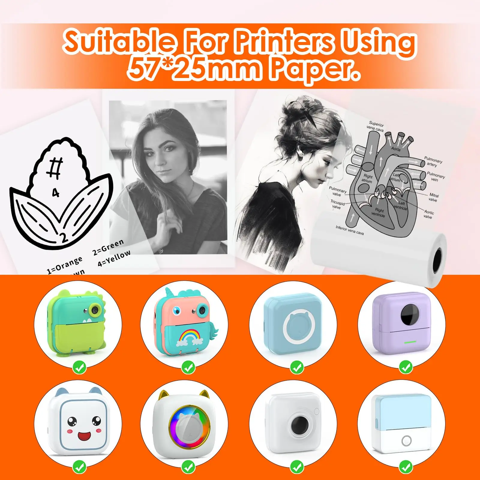 Mini Printer Translucent Sticker, Adhesive Thermal Paper Translucent Sticker 57x25mm,Waterproof,Oilproof,Scratchproof,BPA Free