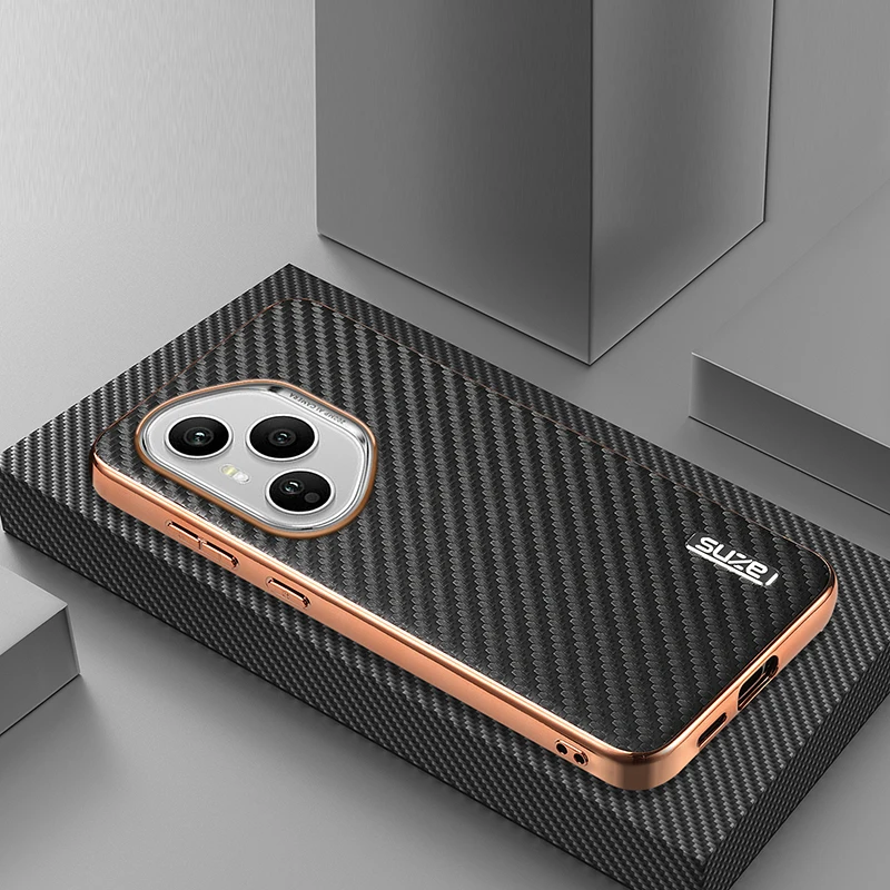Luxury PU Plating Carbon Fiber Protective Back Cover