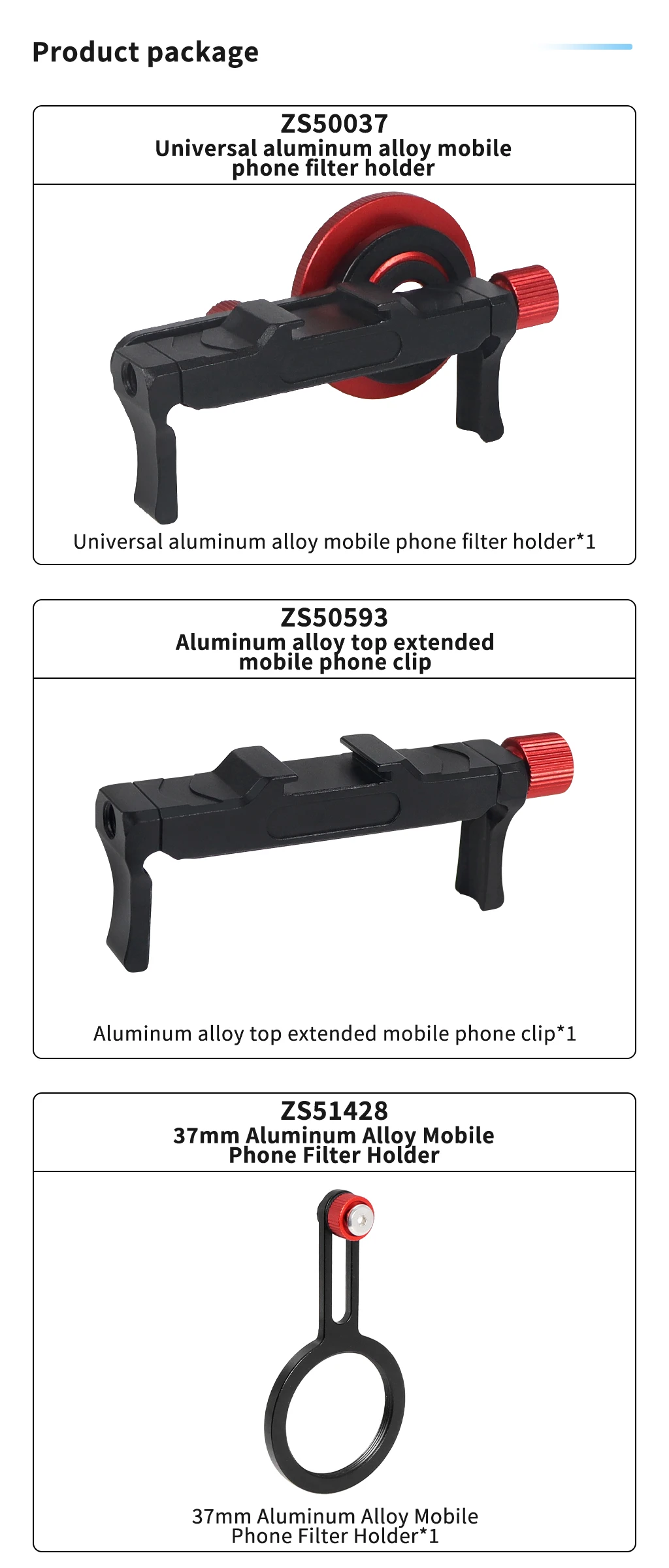 37mm Aluminium Telefon Clip Filter Adapter Universal Halterung für iPhone Samsung 67-80mm Mobiltelefon Kalten Schuh Mikrofon LED Halterung – Detail 26
