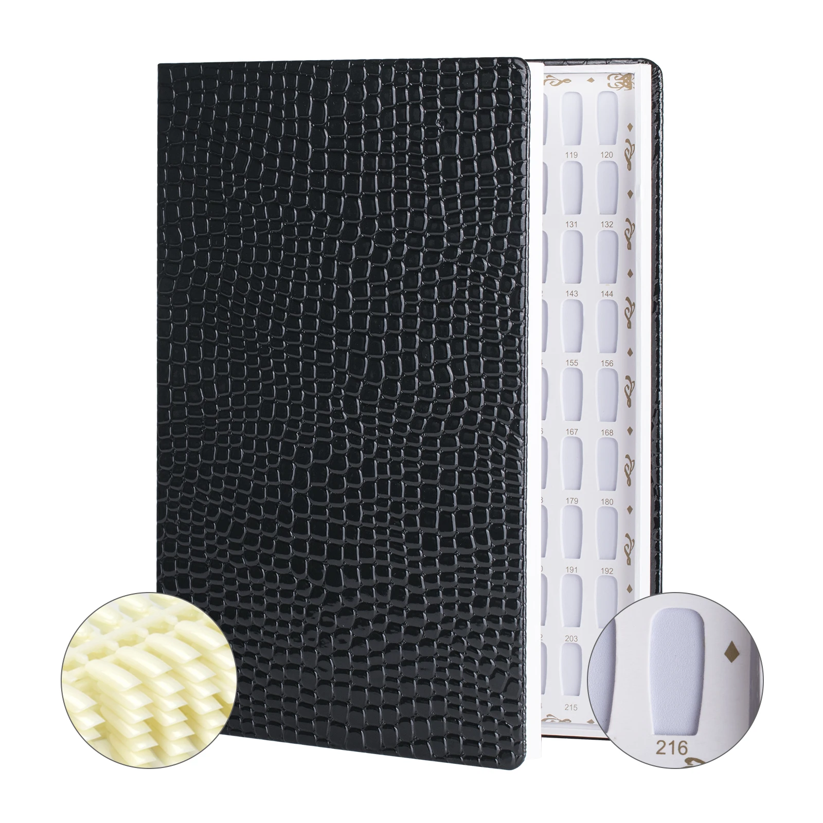 Leather-Covered Nail Display Book with Gel Polish Swatch Chart