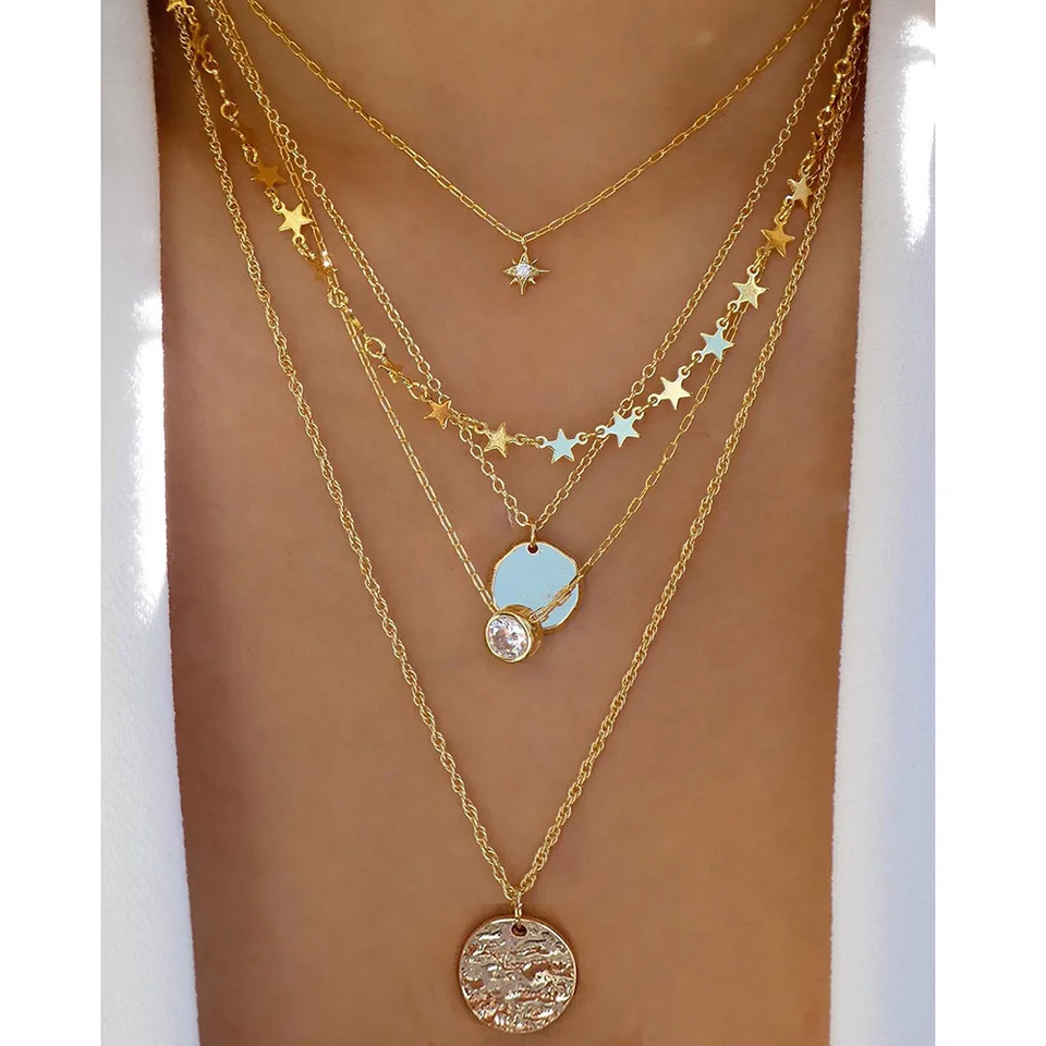 COOLLA Collana Lunga Multistrato Donna In Legno E Rame - Stile Vintage, Ciondolo Etnico Con Corda In Velluto