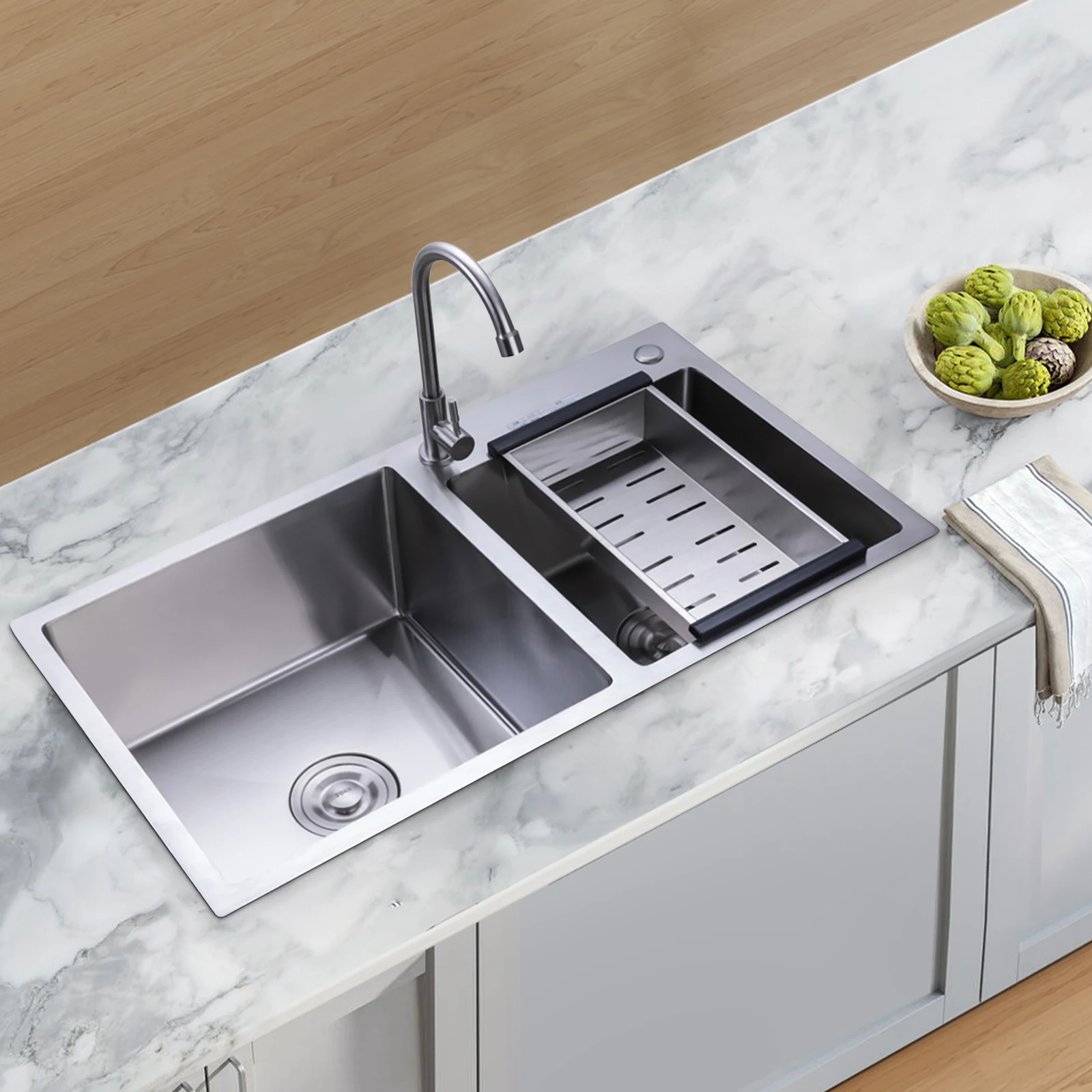 Kitchen Sinks Built-in Sink Stainless Steel Sink Double Rectangle