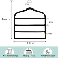 1pc Four Layer Pants Rack Velvet Pants Hanger Saves Space, Anti Slip Pants Hanger Stores and Organizes Jeans, Scarves, and Ties 2