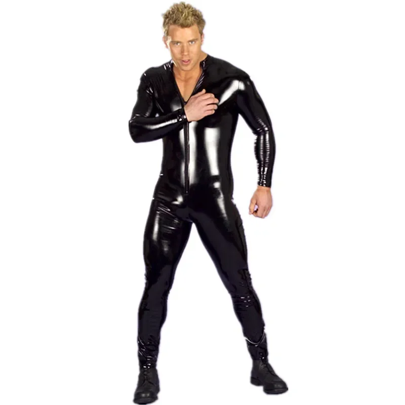 Oversized S-4XL Men Faux Leather Catsuit 2