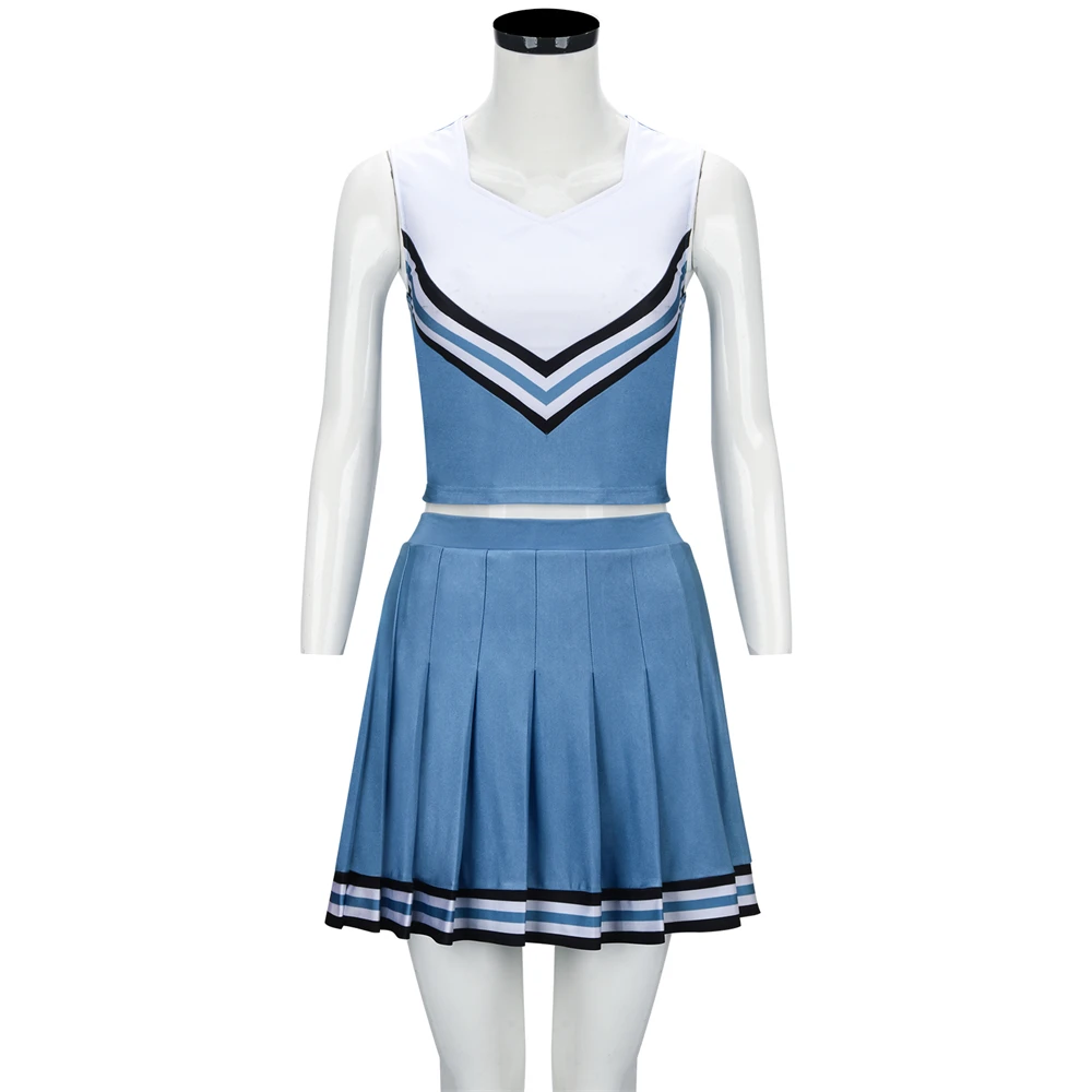 Olivia Cheerleader Uniform Princess Top Skirt Blue White