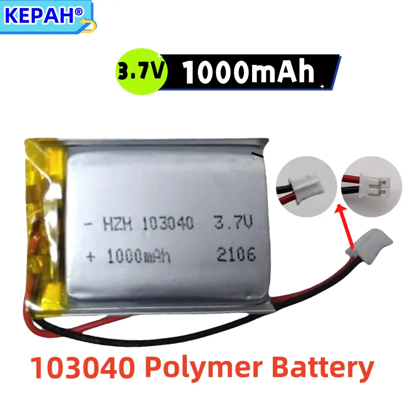 

KEPAH 3.7V 1000mAh 103040 polymer rechargeable battery (2.54 terminal plug) suitable for handheld GPS Bluetooth connector MP4MP5