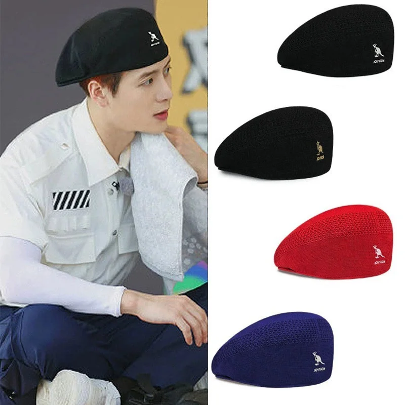 Beret Hat Knitted Thin Breathable Mesh Wool Four Seasons Women Men Autumn Winter Beanie Stars Style