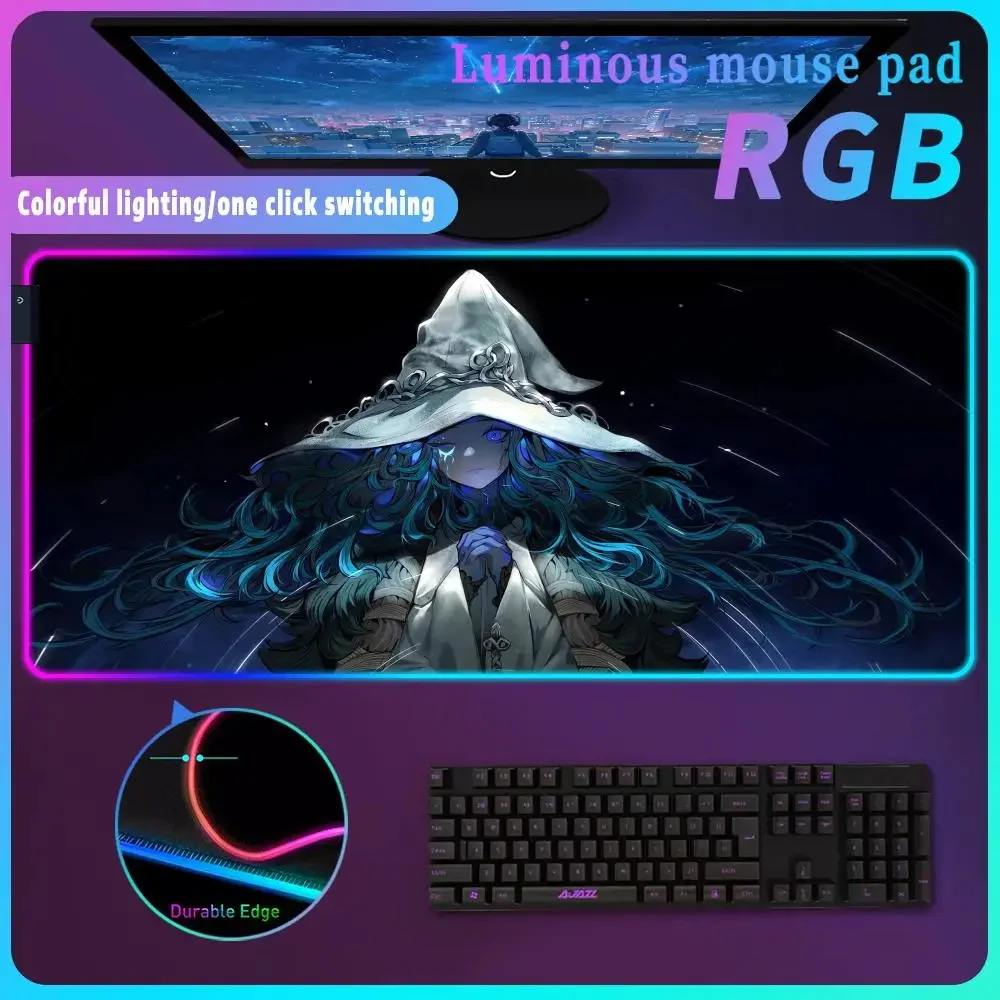 

E_elden R_ring Mouse Pad Computer Mat RGB Mousepad LED Large Gamer Desk Pad Gaming Accessories Keyboard Mat Luminous Desk Mat
