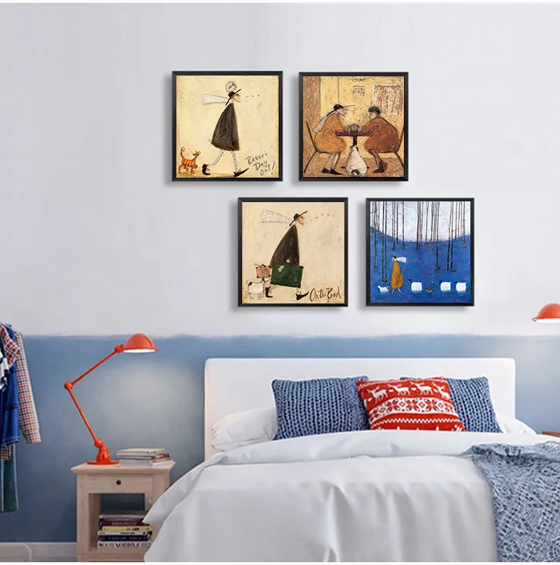 Landscape Love Dogs Pet Canvas Wall Art - Vintage Nordic Abstract Home Decor