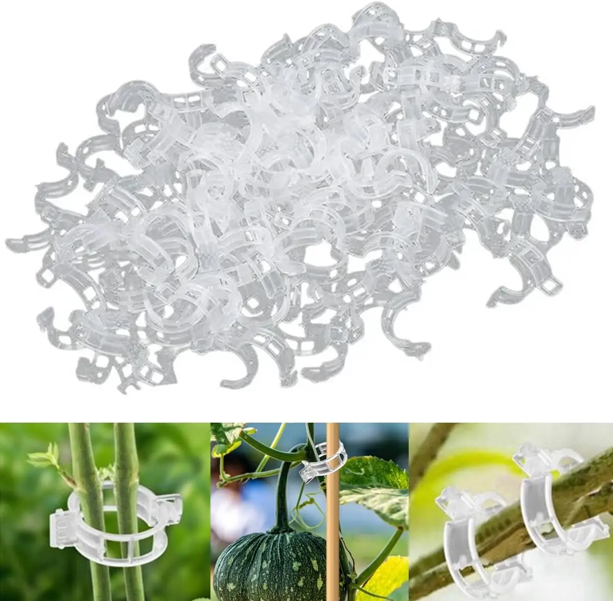 

100 PCS Secured Plastic Plant Clip,Upgrade Plant Support Clips,Garden Clips for Climbing Plants,Plant Support Clips Plant Fixing