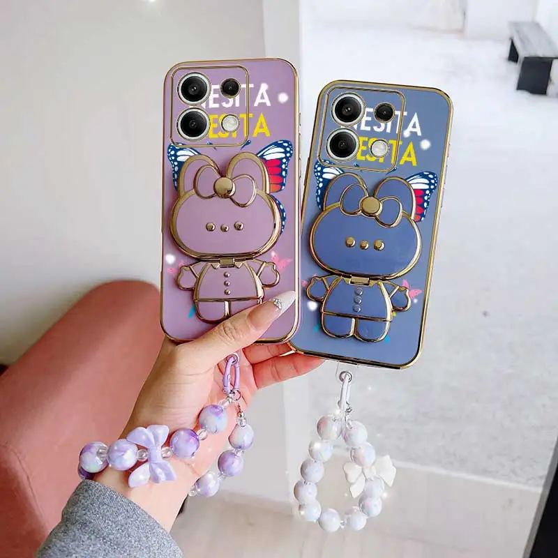 Dancing Butterfly Phone Case Set with Lanyard and Rabbit Stand