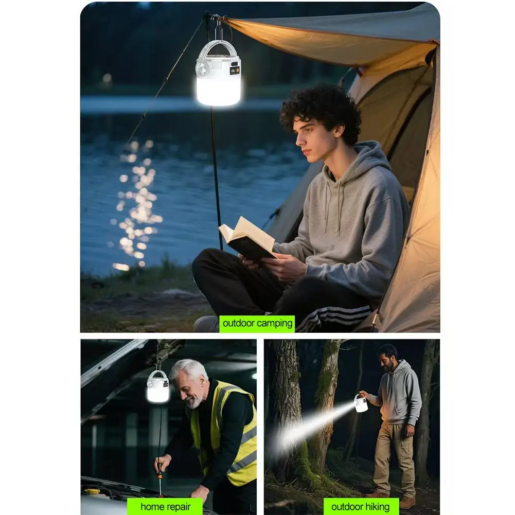 Outdoor Solar Camping Light Rechargeable LED Camping Light COB with Digital Display for Mountain Camping