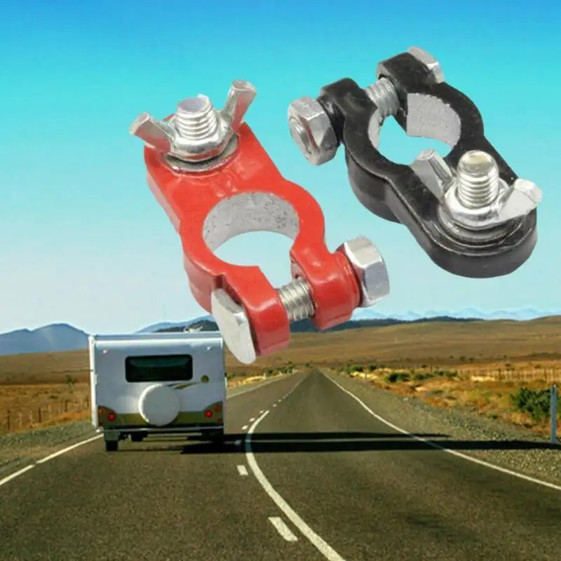 

1 Pair Car Boat Truck Battery Terminal Clamp Pile Alloy Clip Head Terminal Aluminum-magnesium Battery Connector G5B1