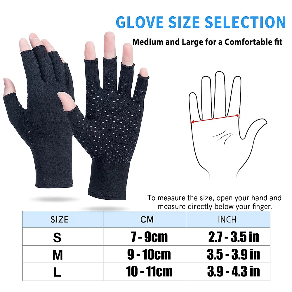 1Pair Arthritis Compression Gloves for Arthritis Rheumatoid Carpal Tunnel Anti-Slip Glue Compression Gloves for Work Women Men