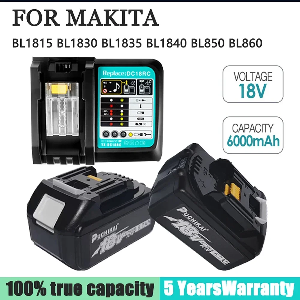 

Аккумулятор Makita 18 в, 6000 мАч, аккумуляторная батарея для электроинструментов с зеркальной заменой литий-ионных аккумуляторов LXT BL1860B BL1860 BL1850 3A