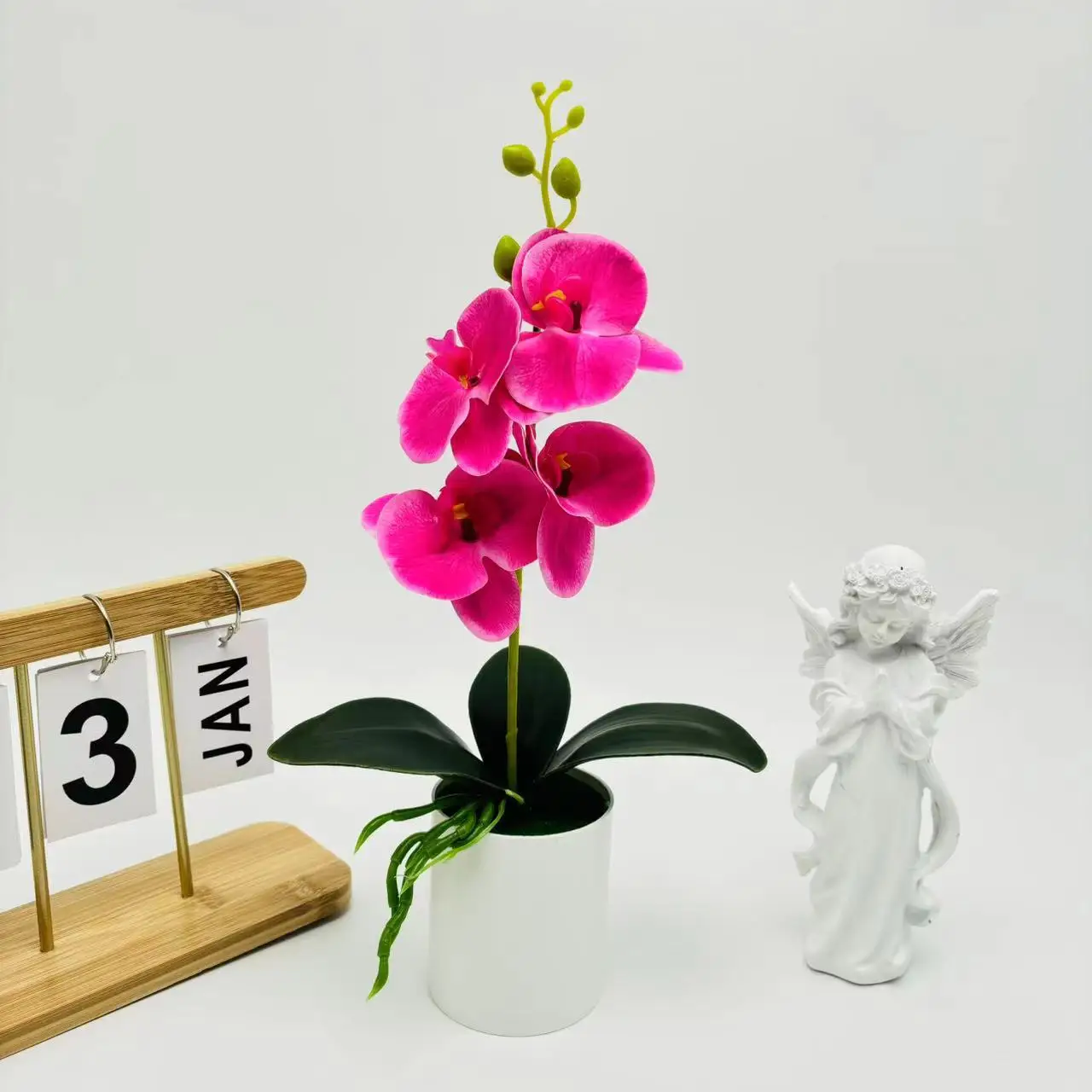 Bonsai Simulated Butterfly Orchid Artificial Potted Plant Desk Dining Table Home Office Vase Wedding Home Room Decoration Gift