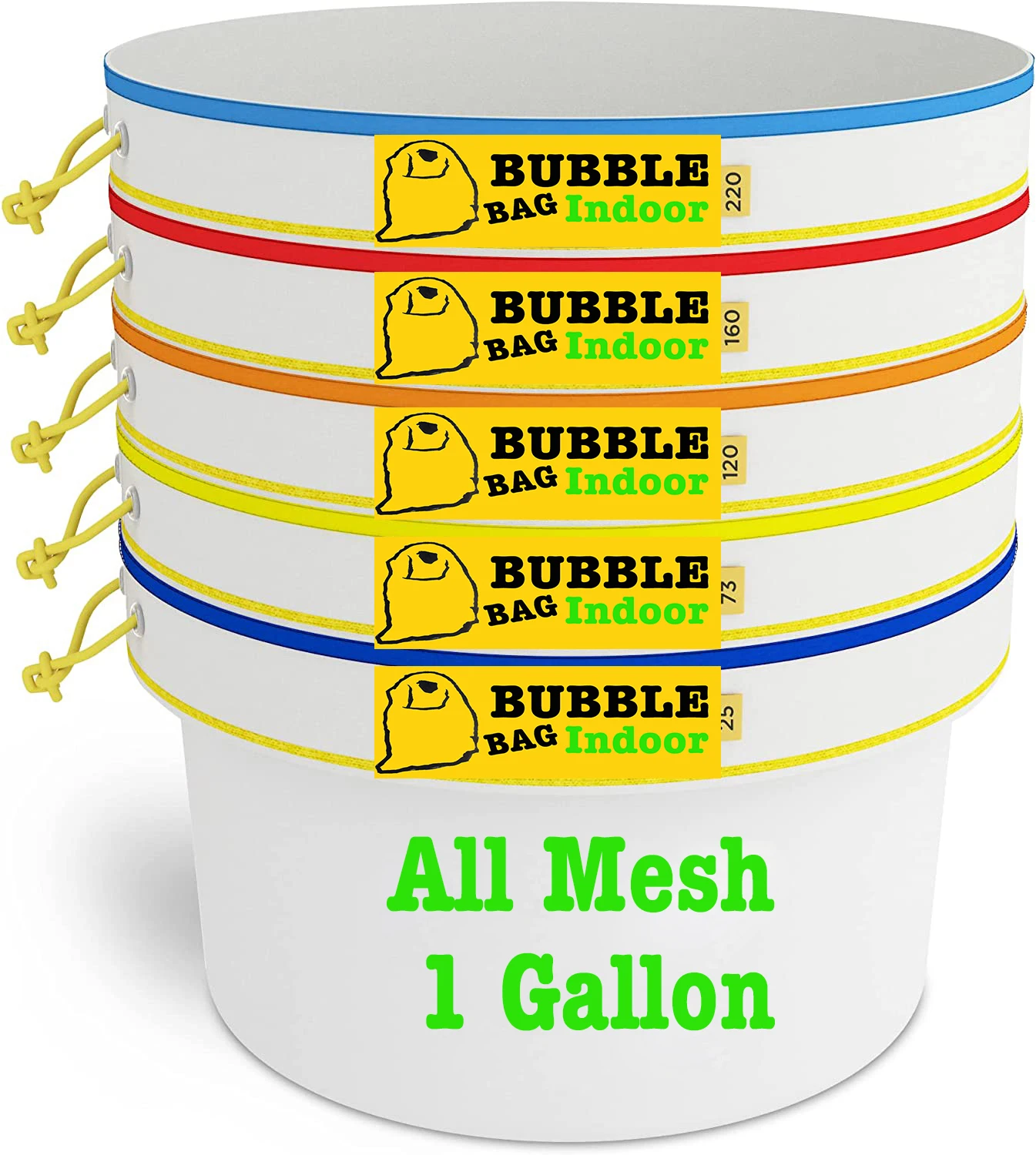 All Mesh Bubble Herbal Grow Bags 1 Gallon 5pcs Kit Herbal Ice Extractor Hash Essence Shampo Flter Herbal Extraction Grow Bag