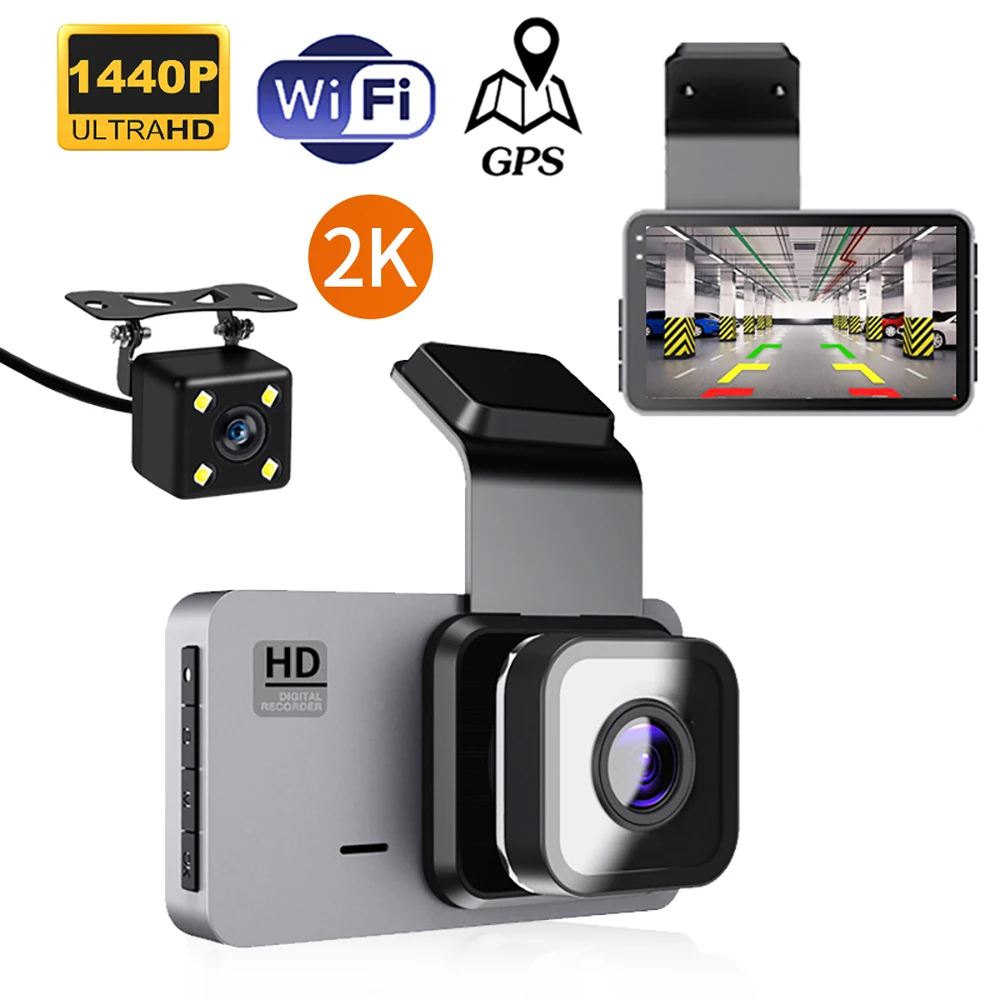 

2k Car DVR WiFi Dash Cam Vehicle Camera 1440P HD Drive Video Recorder Registrar Night Vision Auto Black Box GPS Parking Monitor